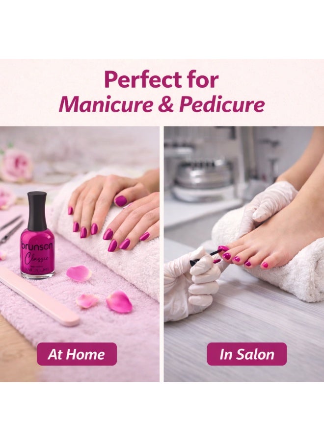 Brunson Classic Nail Polish 18ml Fast Dry Nail Lacquer Nail Harderner Normal Polish Glossy Gel Effect Quick Air Dry Long-Lasting Natural Nail Enamel Salon Quality Manicure Pedicure Regular Polish - Image 3